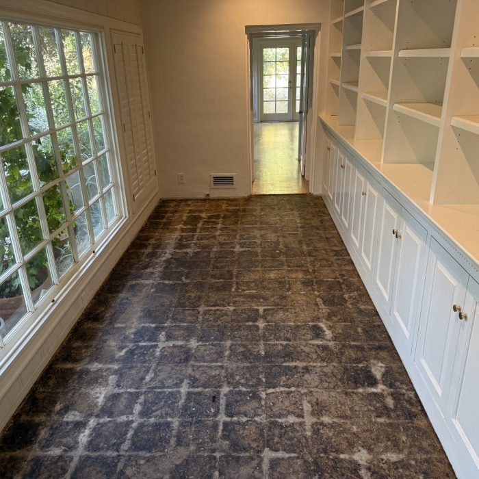 Before and after interior Asbestos Removal showing complete removal